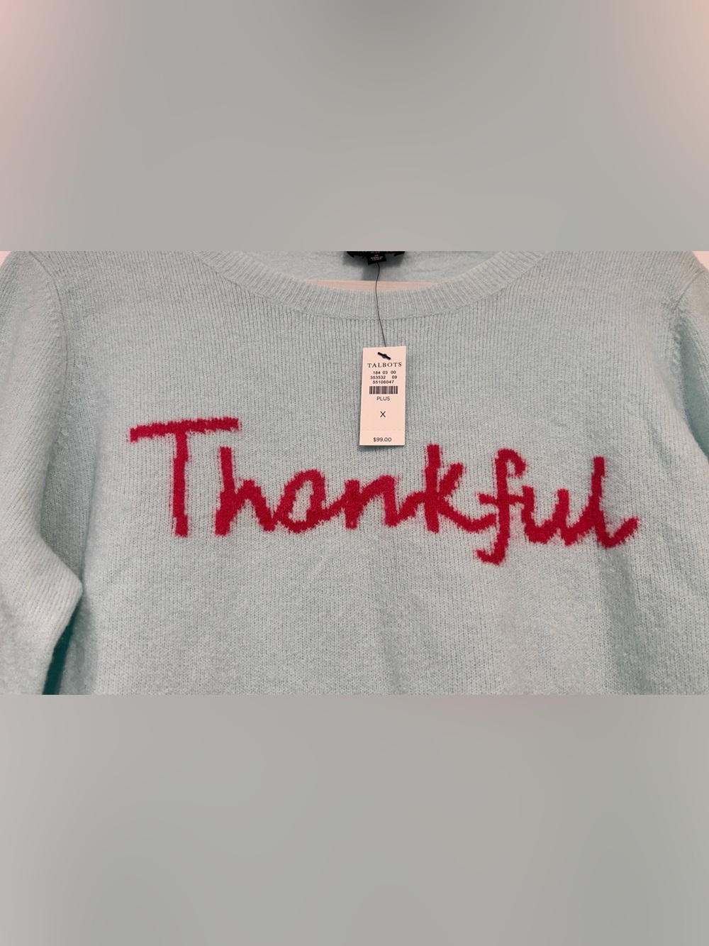 Talbots Light Blue Thankful Sweater Size X - Picture 2 of 9